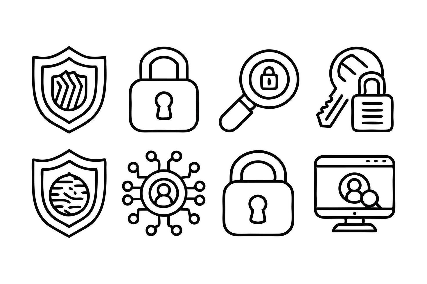Cyber Safe Digital Protection Icon Set vector