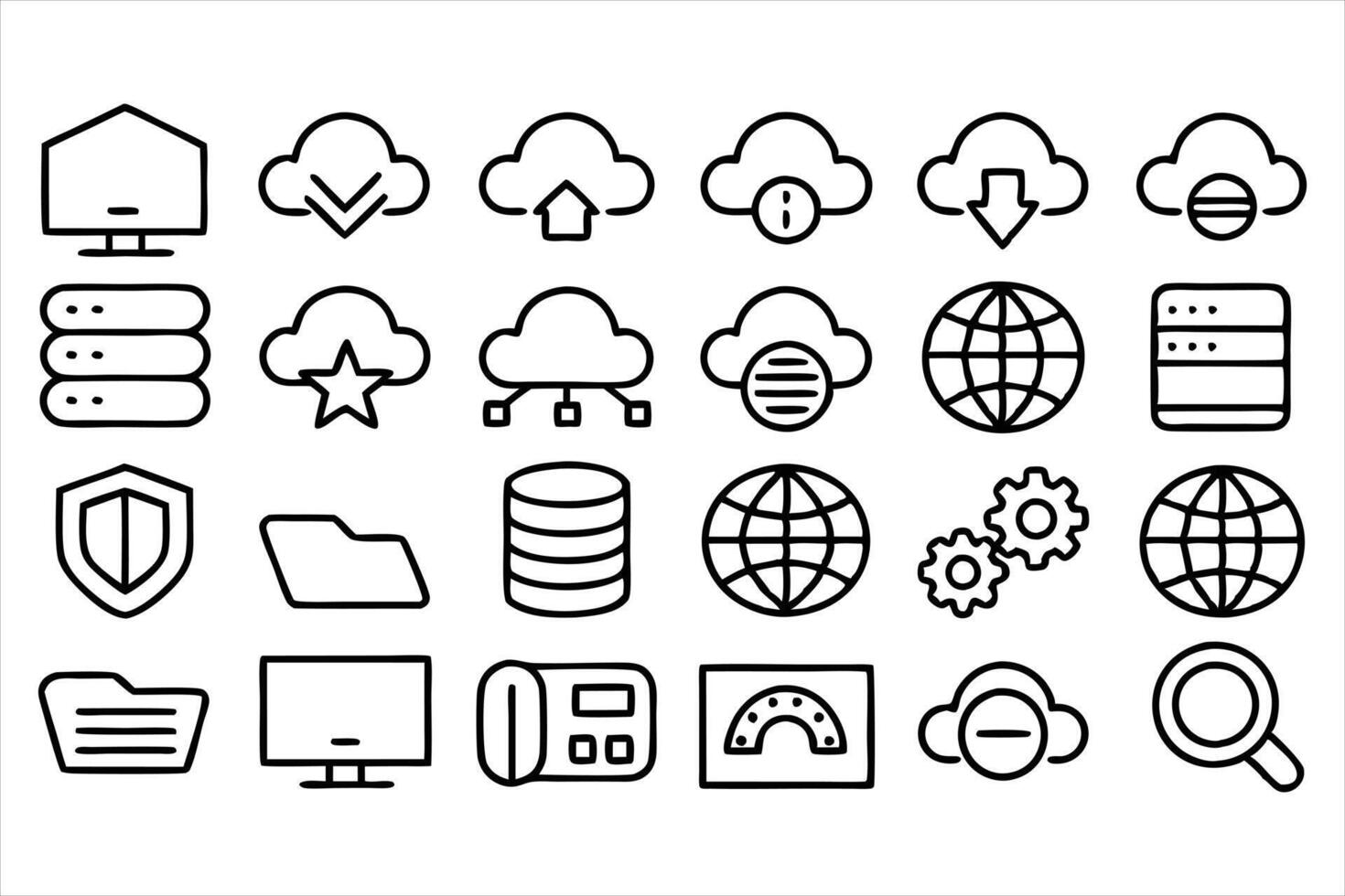 web hosting line icon set set of outline vector