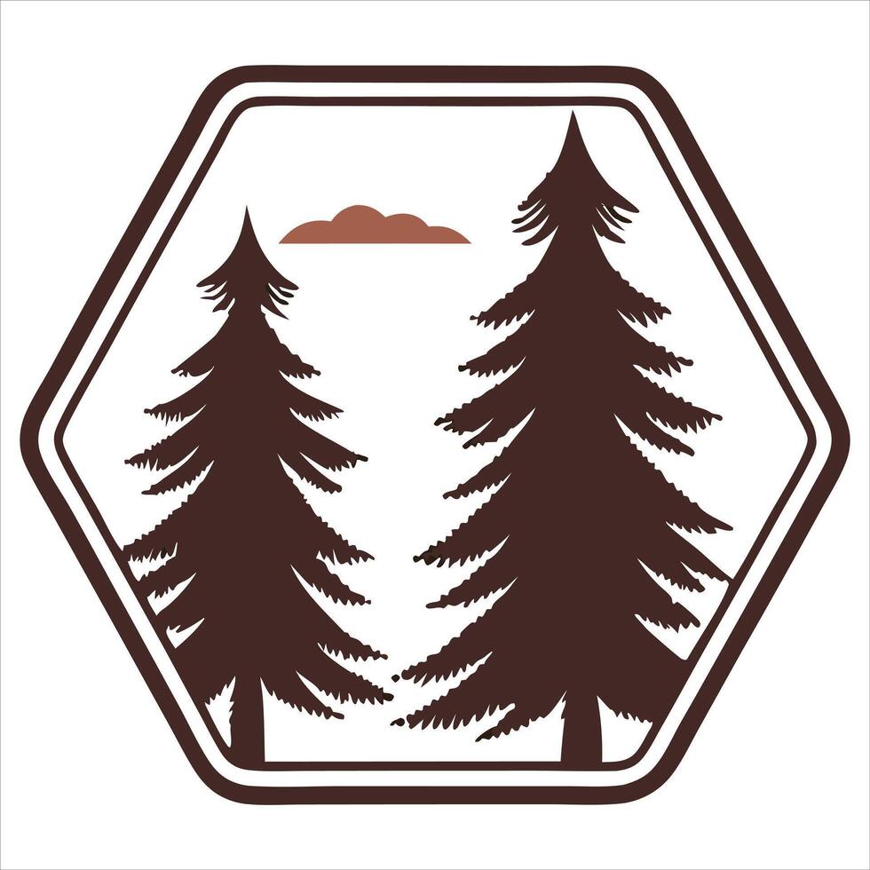 Campfire and Mountain Views tree vector