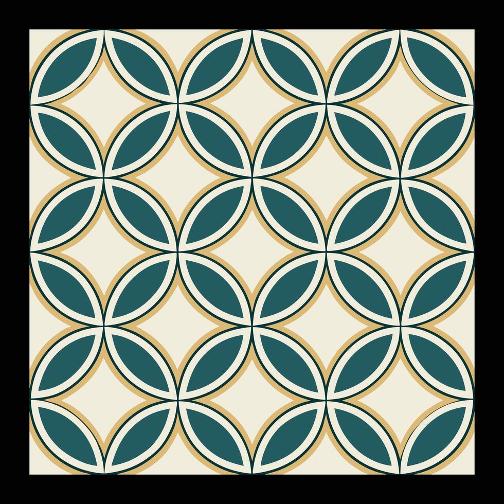a square pattern with circles in teal and gold vector