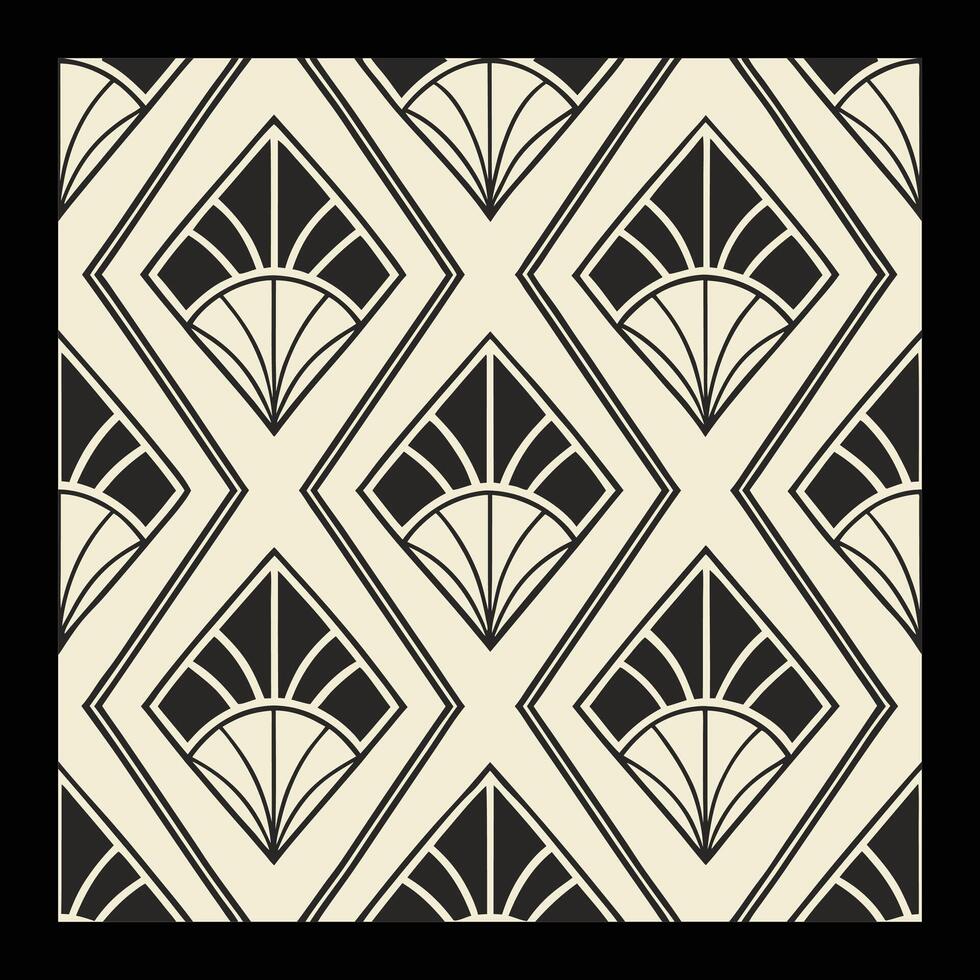 art deco black and white pattern vector