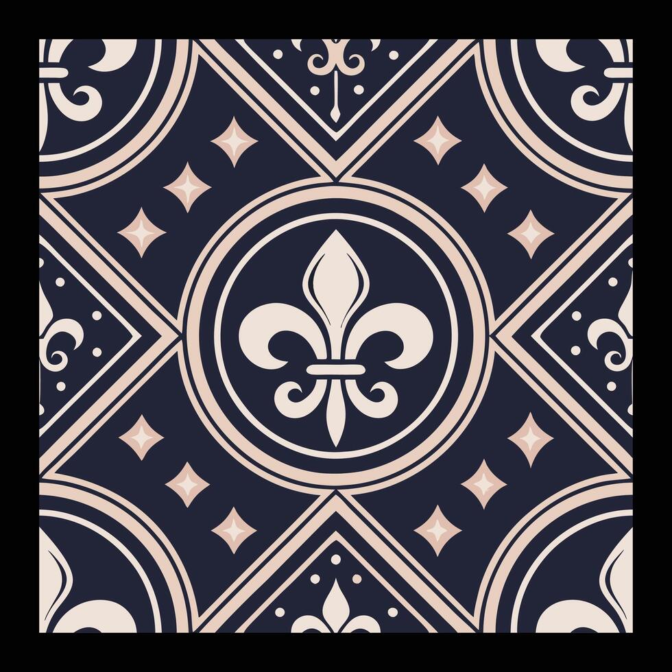 a black and white pattern with fleur de lis. vector