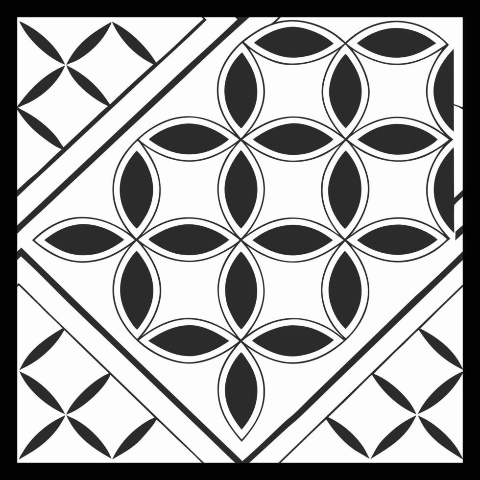 a black and white drawing of a square with a pattern vector