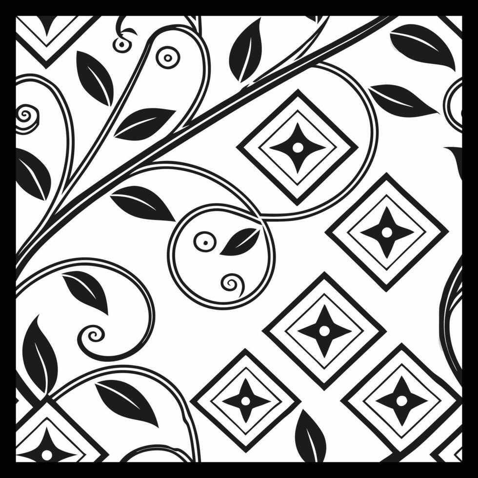 Vintage Floral Geometric Pattern Elegant Leaf and Diamond Frame Seamless Design for Home Decor and Fashion vector
