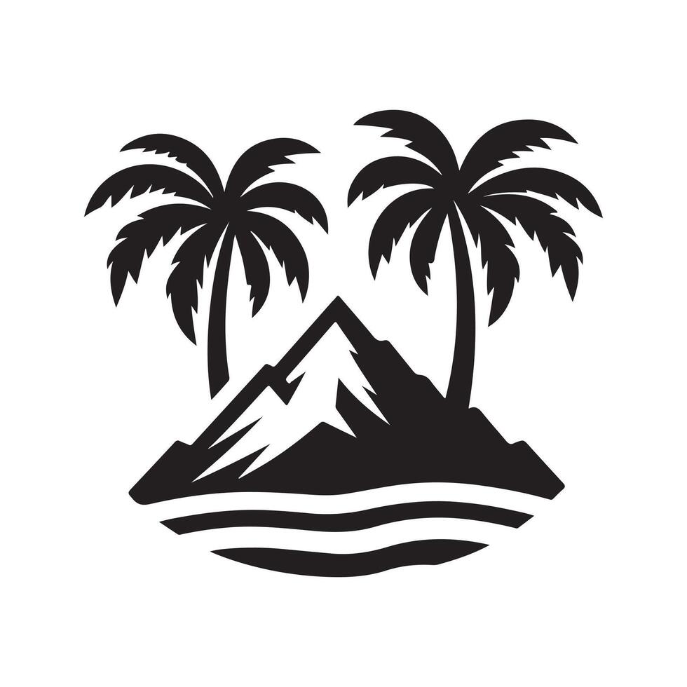 Nature Travel Logo Mountain and Palm Trees Vectors