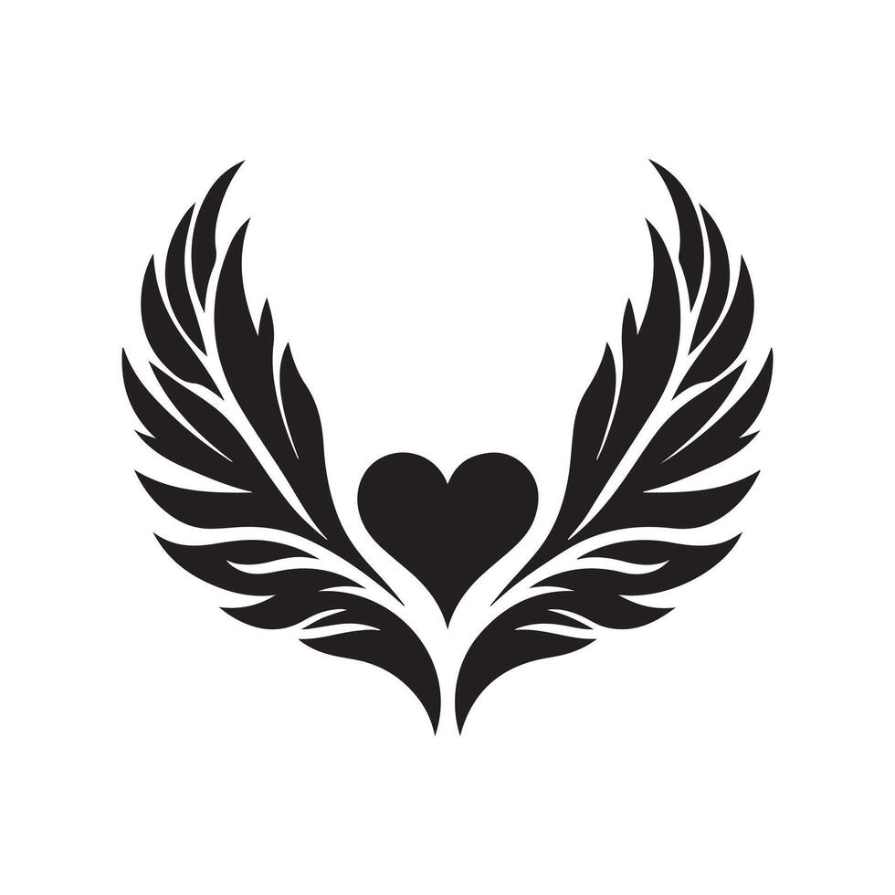 Classic Love Wings Vectors Silhouettes for Artists
