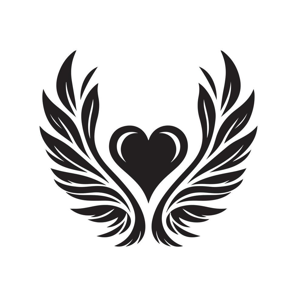 Elegant Feathered Wings Silhouette Vectors for Branding