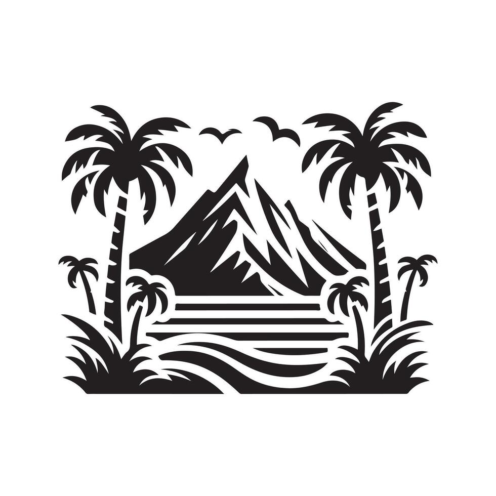 Adventure Logo Design Mountain and Palm Trees Vectors