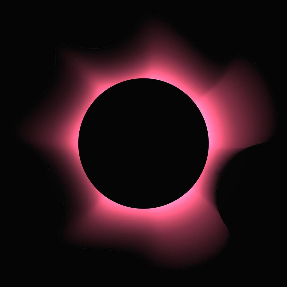 Circle illuminate frame with gradient. Pink round neon banner isolated on black background. illustration vector