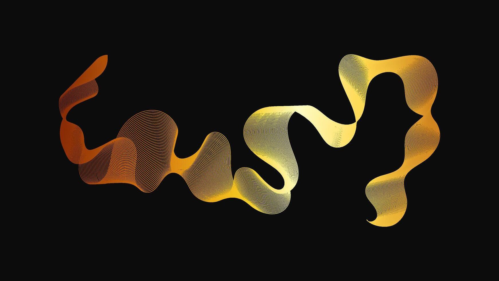 Abstract backdrop with luxury golden waves on dark background. Modern technology, wave design. illustration vector