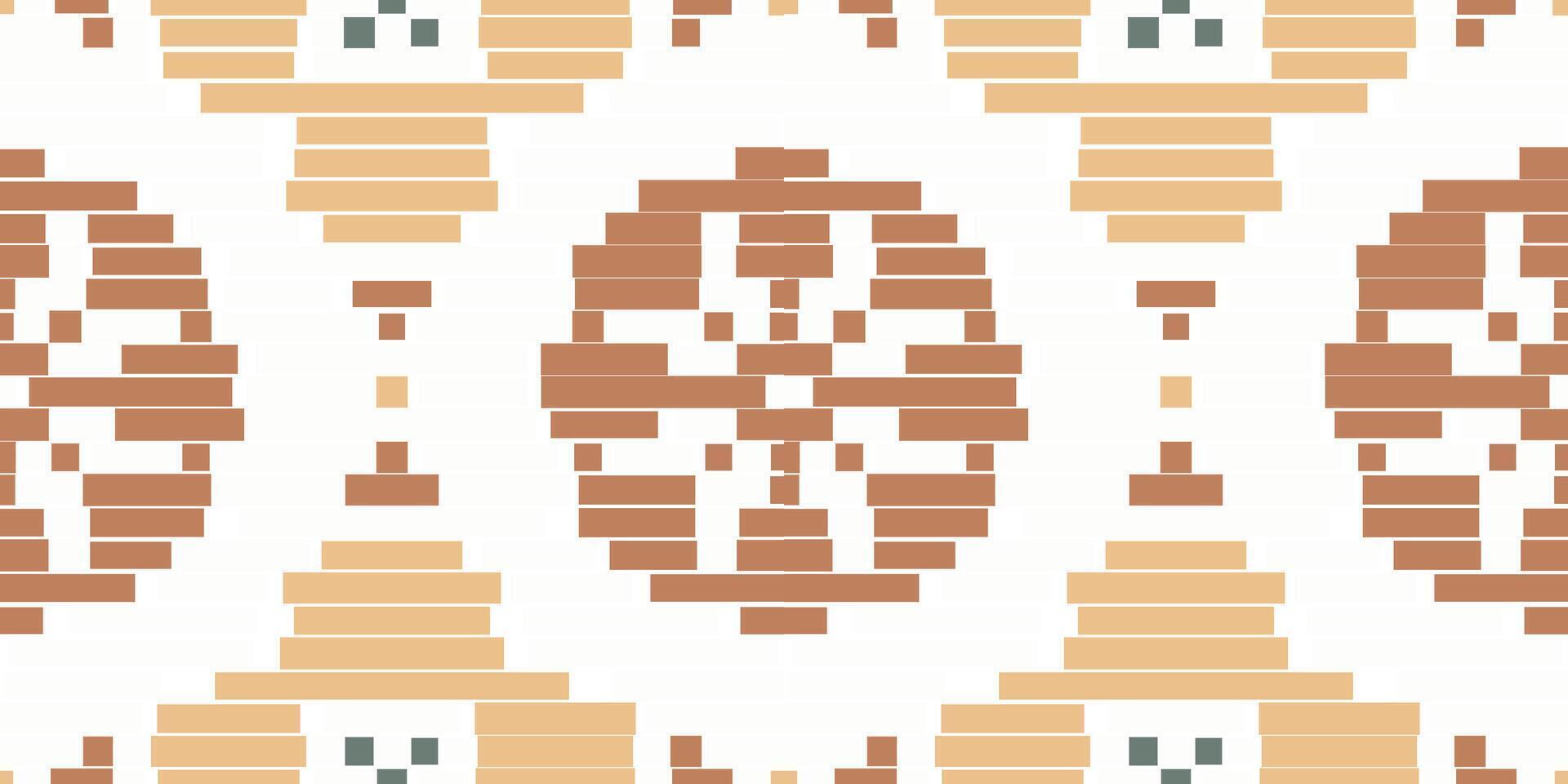 Pixel Art Ethnic Design Pattern Drawingfolk Embroidery, Aztec Geometric Ornament Print. Design for Carpet, Wallpaper, Clothing, Wrapping, Fabric vector