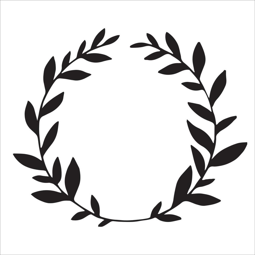 wreath of branches and leaves. doodle illustration in sketch style vector