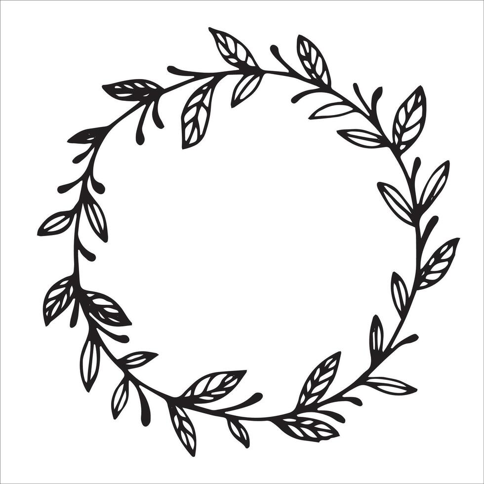 wreath of branches and leaves. simple illustration vector