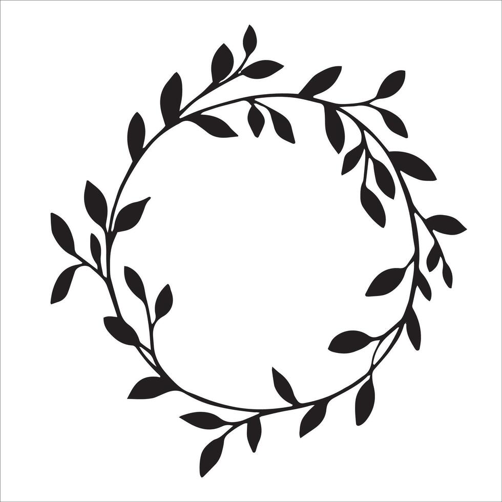 wreath of branches and leaves. illustration in sketch style vector