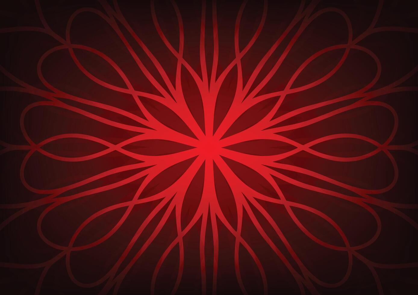 Red flower mandala art dark pattern line background vector