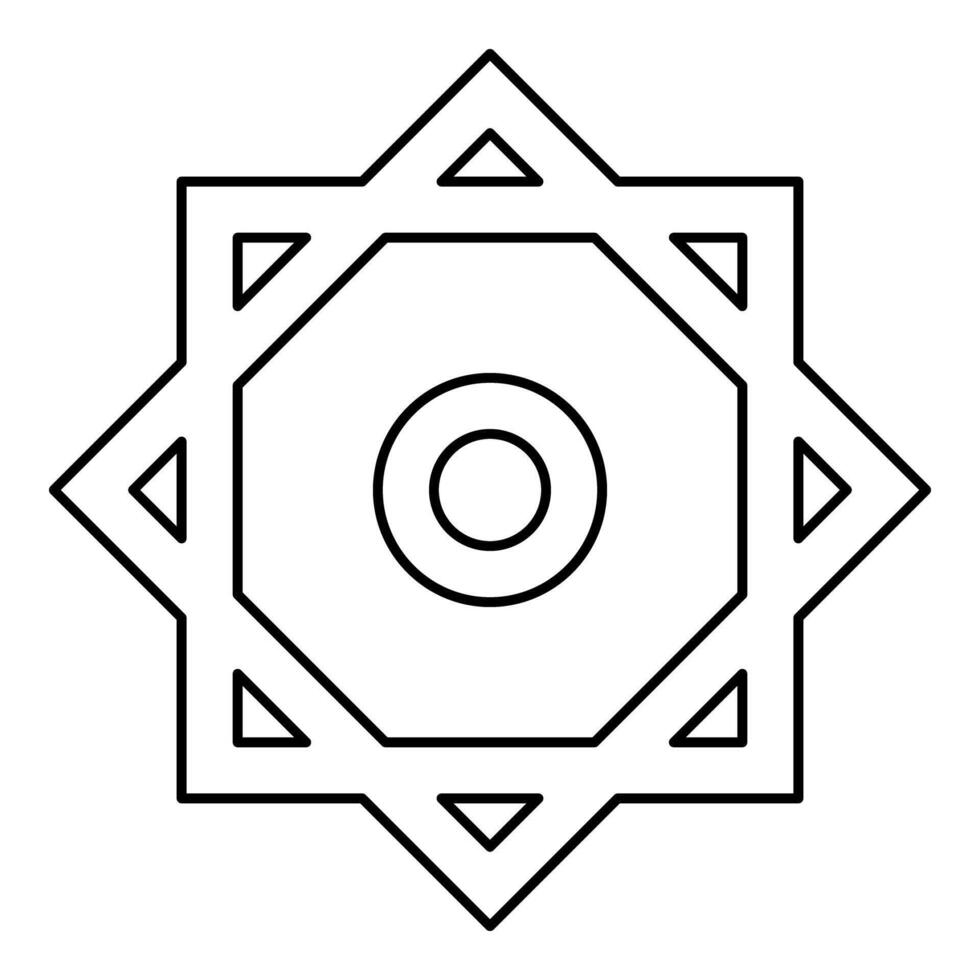Symbol Rub el Hizb Islam Ramadan equilibrium of static dynamic Sacred geometry contour outline line icon black color illustration thin flat style vector