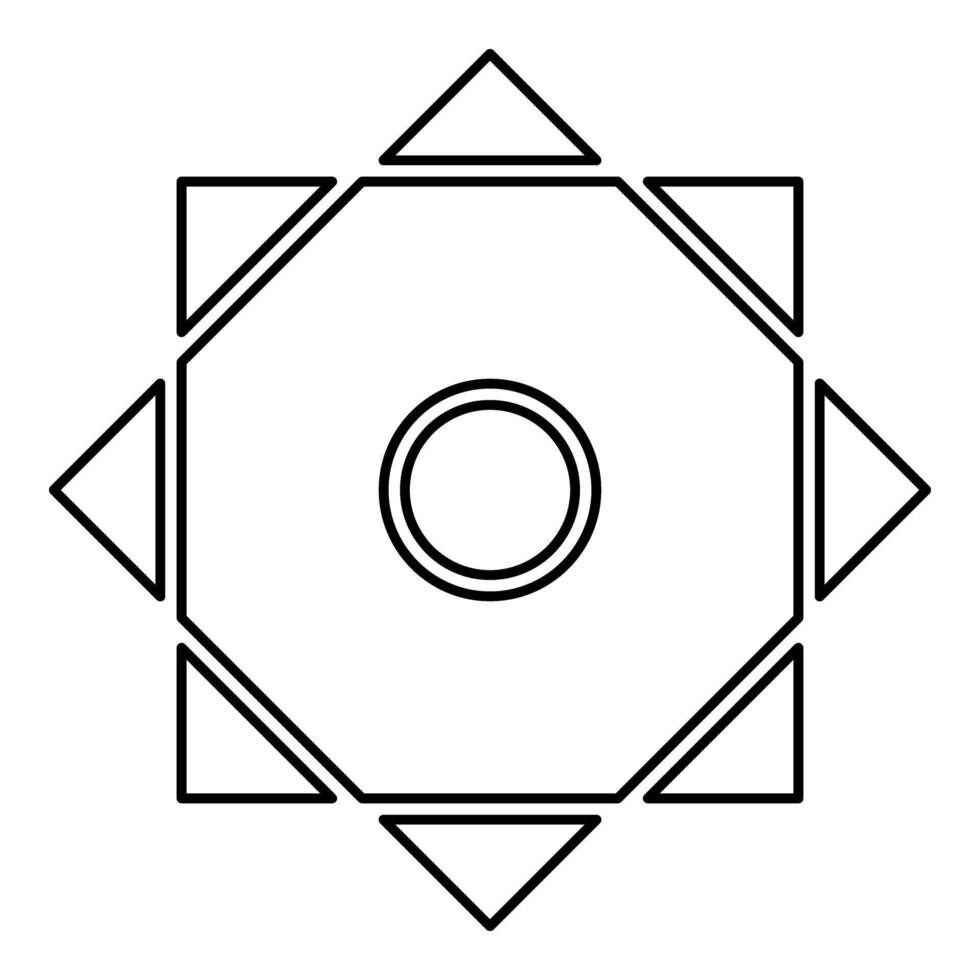 Symbol Rub el Hizb Islam Ramadan equilibrium of static dynamic Sacred geometry contour outline line icon black color illustration image thin flat vector