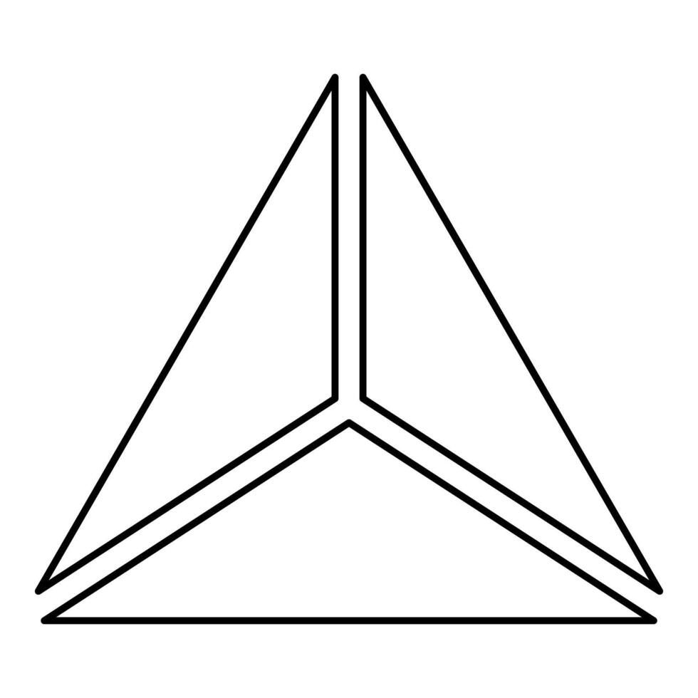 Pyramid shape triangle view from above Sacred geometry contour outline line icon black color illustration image thin vector