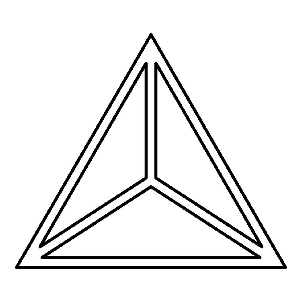 Pyramid shape triangle view from above Sacred geometry contour outline line icon black color image thin vector