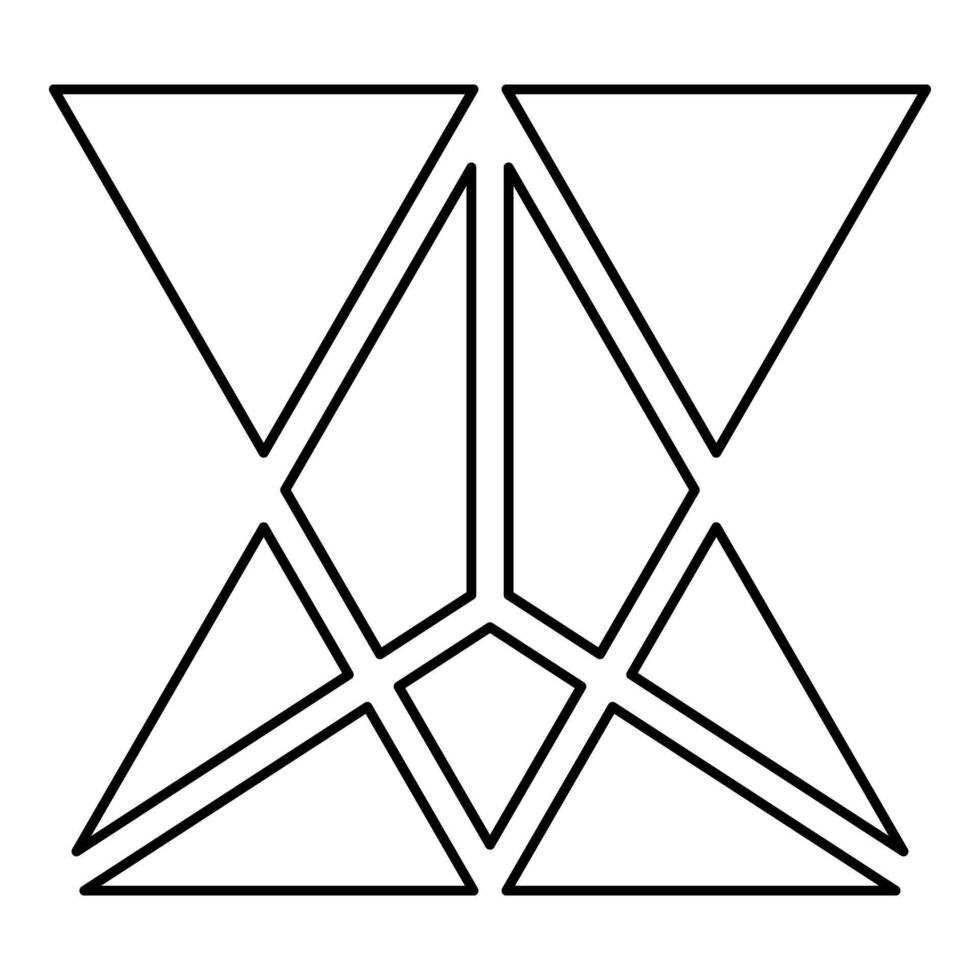 Star tetrahedron Sacred geometry contour outline line icon black color illustration image thin vector