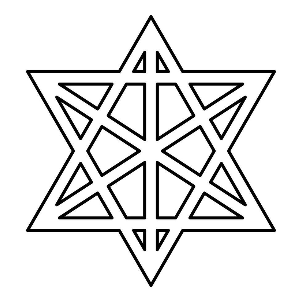 Metatron cube Sacred geometry contour outline line icon black color thin vector