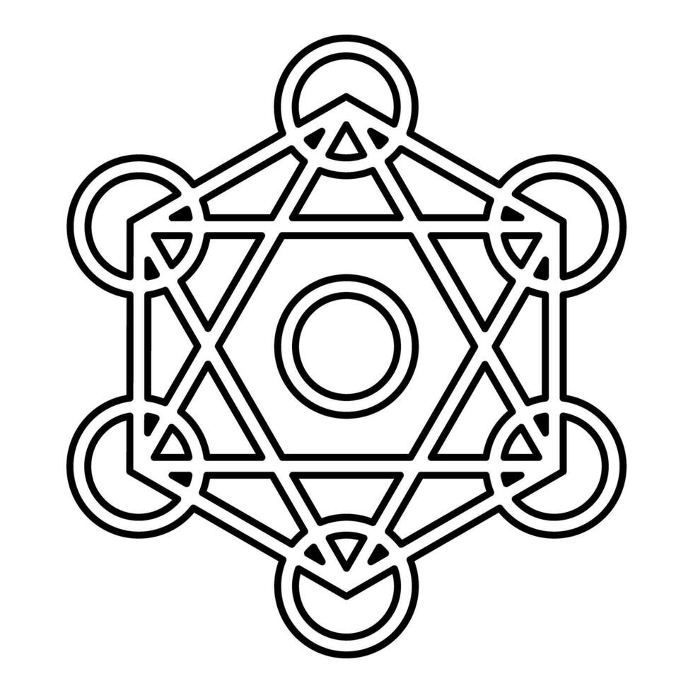 Metatron cube Sacred geometry contour outline line icon black color illustration thin vector