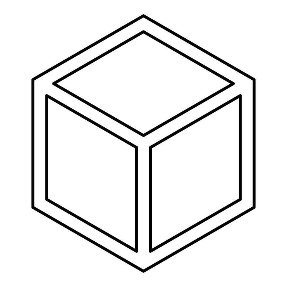 Hexagedron Sacred geometry symbol contour outline line icon black color image thin vector