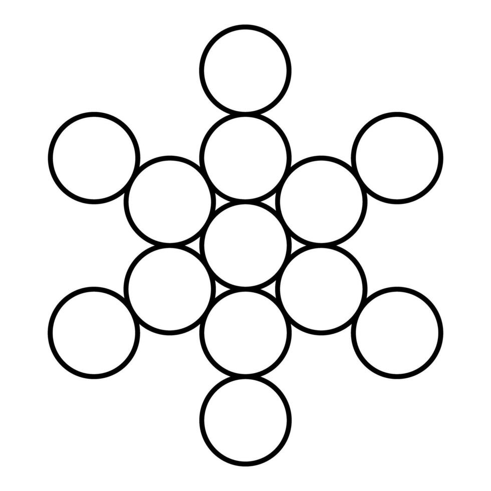 Fruit of life symbol Sacred geometry contour outline line icon black color illustration image thin flat style vector