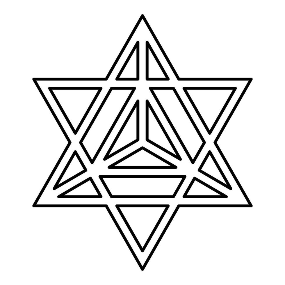Star tetra Sacred geometry symbol contour outline line icon black color illustration image thin flat style vector