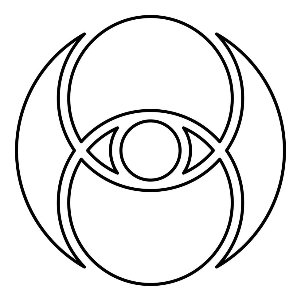 Vesica piscis eye gold sacred geometry symbol contour outline line icon black color image thin vector