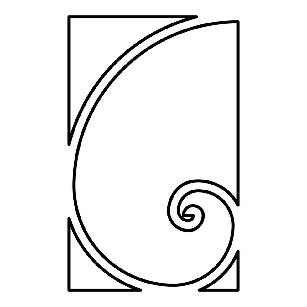 Golden ratio section Sacred geometry symbol ration proportions contour outline line icon black color illustration image thin vector
