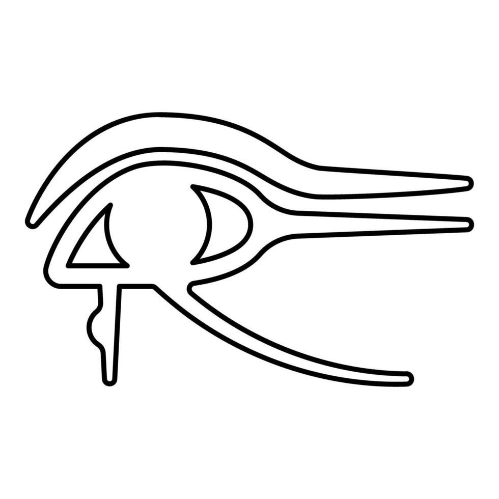 Eye god Horus Egyptian symbol mystical protective amulet of Pharaohs paganism Uadzhat sign Uadzhet contour outline line icon black color illustration image thin flat style vector