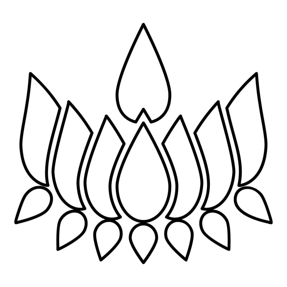 Ayyavazhi lotus carrying Naman symbol contour outline line icon black color illustration image thin flat style vector