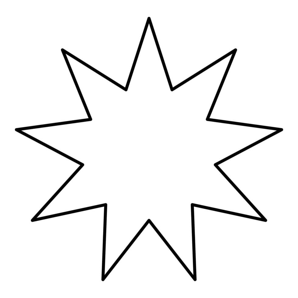 Six pointed star Bahaism Baha'i Bahai symbol unity and harmony between different religions cultures contour outline line icon black color illustration image thin flat style vector