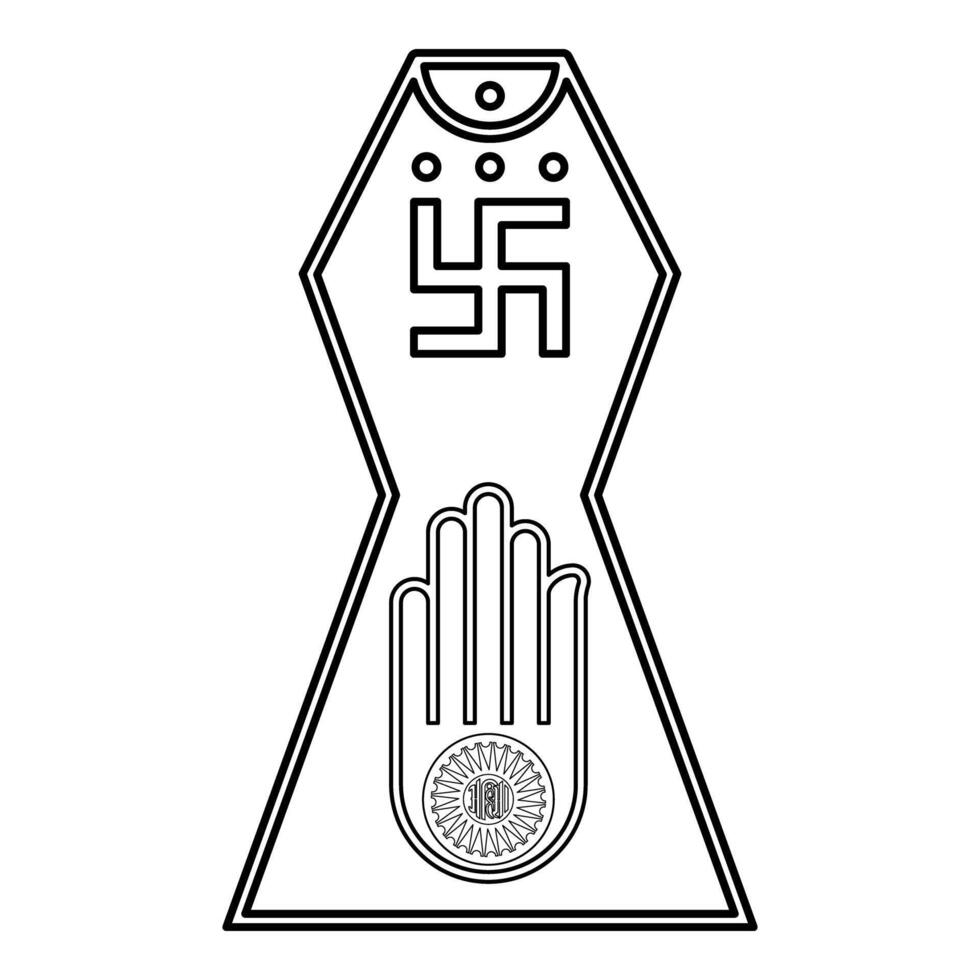 Symbol Jainism emblem Jain Prateek Chihna Hand Akhimsa Ahimsa arm religion Dharma Ahinsa Mahavir Jayanti contour outline line icon black illustration image thin flat style vector