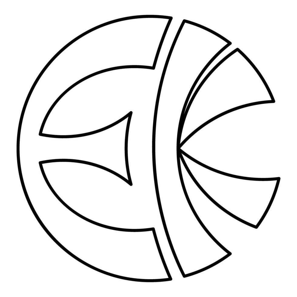 Symbol Eckankar religion EK contour outline line icon black color illustration image thin flat style vector