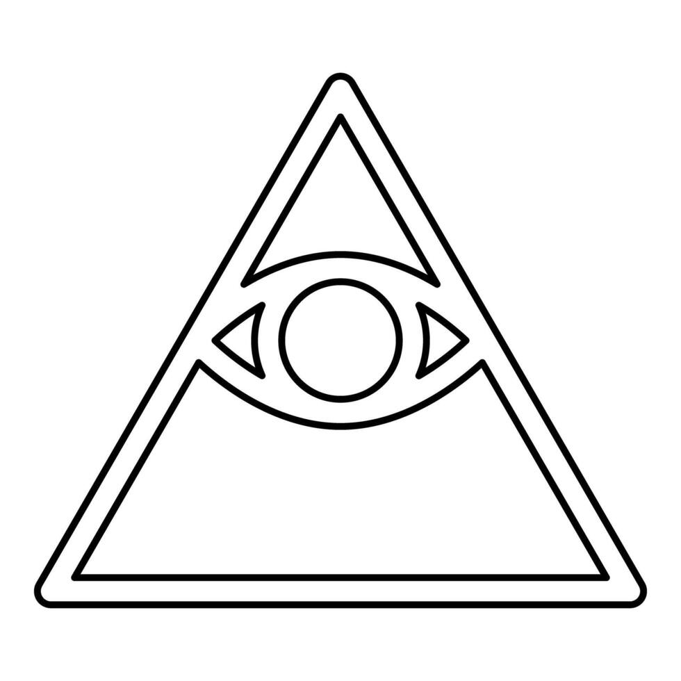 Kao Give all seeing eye in pyramid inside triangle Illuminati symbol Masonic contour outline line icon black color illustration vector