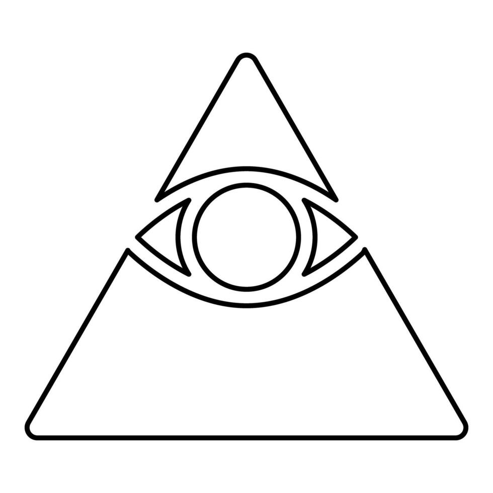 Kao Give all seeing eye in pyramid inside triangle Illuminati symbol Masonic contour outline line icon black color illustration image thin flat style vector