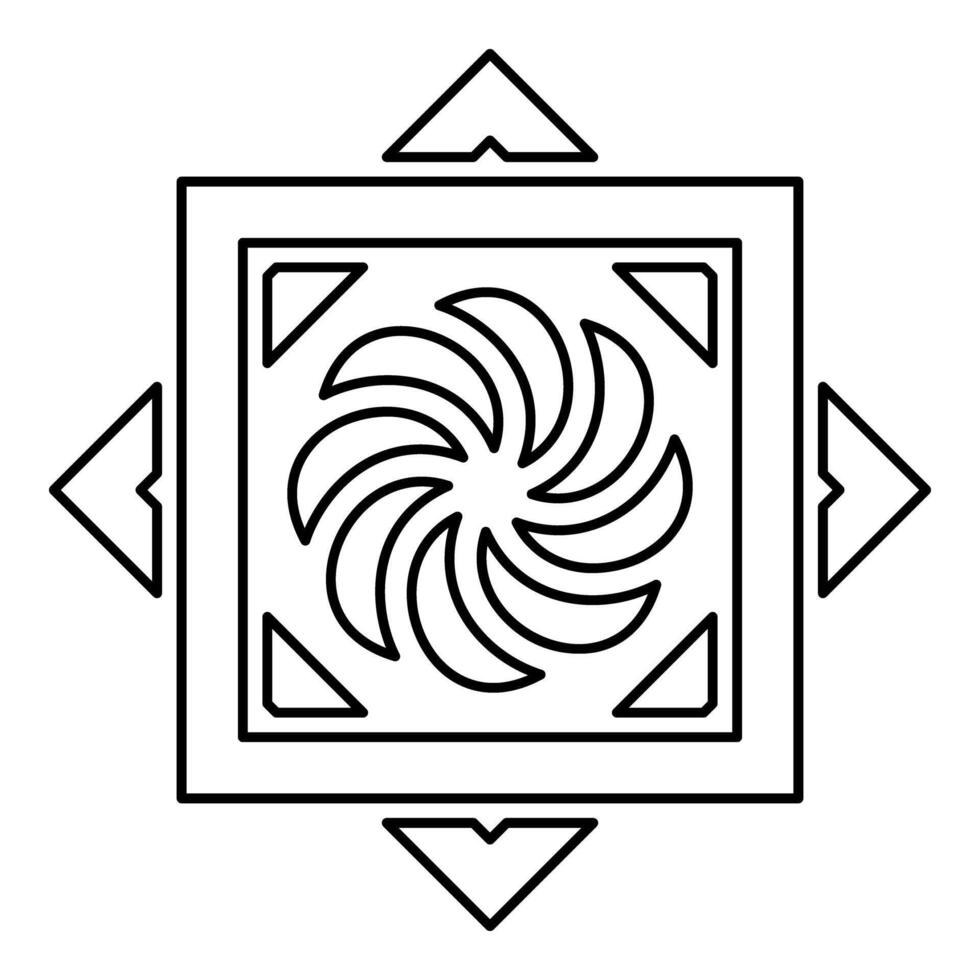 Armenian Arevakhach Neo paganism symbol sunny cross solar mythology Hetanism Armenian neo powder heathenism Eternity sign pumpkin contour outline line icon black vector