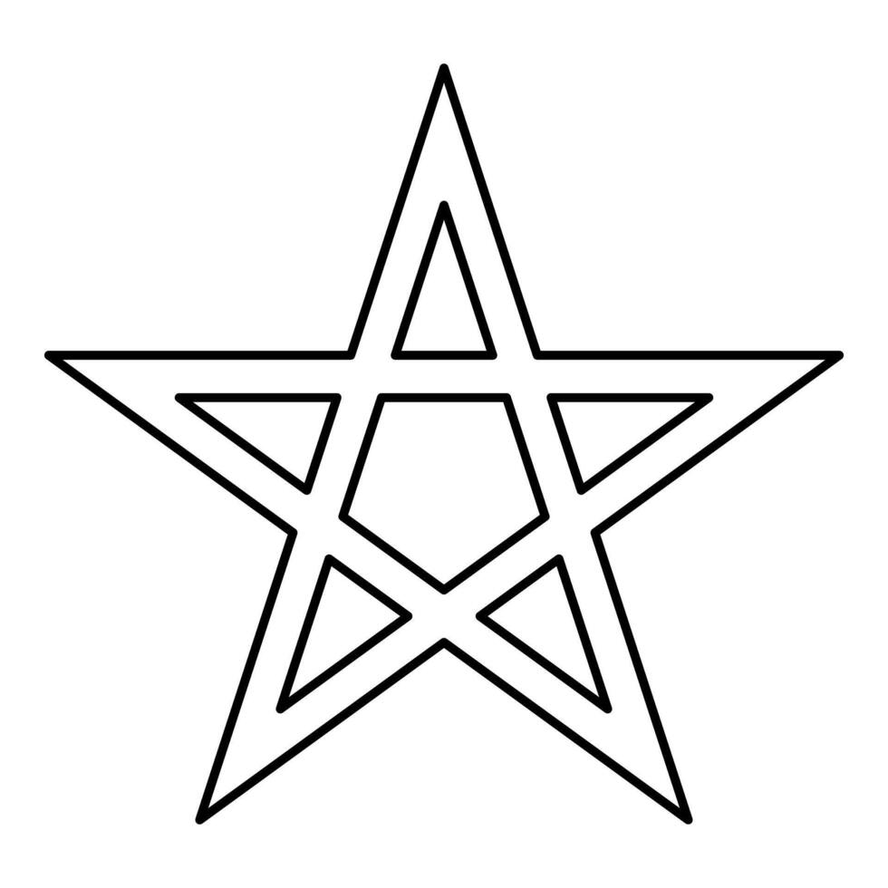 Pentagram Neo paganism sign five pointed star contour outline line icon black color illustration image thin flat vector
