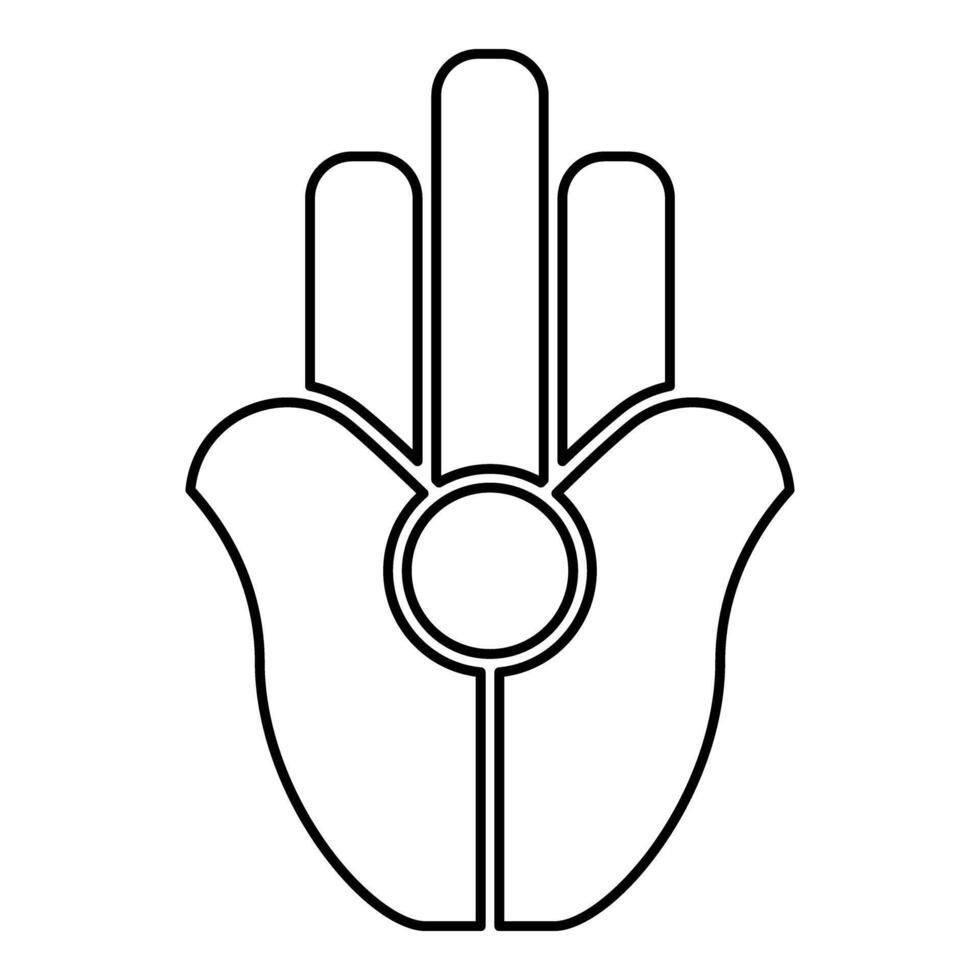 Symbol Natib Qadish Kappu palm Hamsa Levantian neo paganism neopaganism religious symbol Hand indian paganism contour outline line icon black color vector