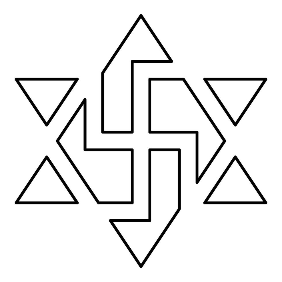 Raelism symbol David star of the galaxy Raeliteli contour outline line icon black color illustration image thin vector
