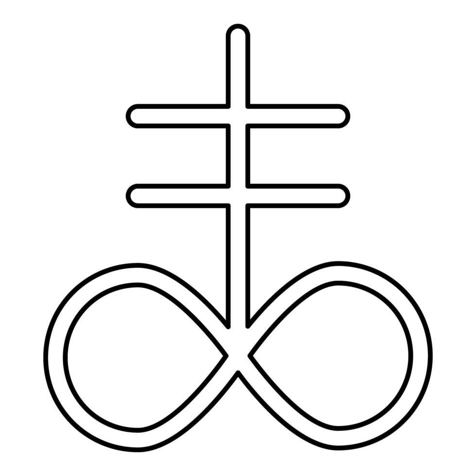Satanic Cross Theistic satanism symbol contour outline line icon black color illustration image thin flat style vector