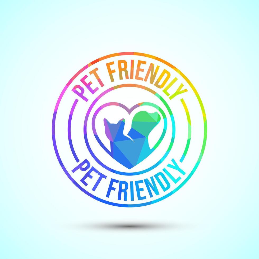Pet friendly icon design, Animal friendly label, badge, sign, symbol low poly style vector