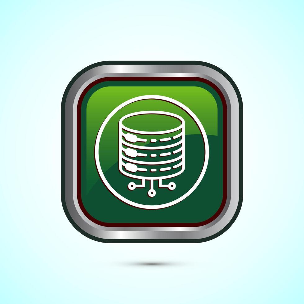 Data center icon design illustration. Computer server icon, Green color square button design vector