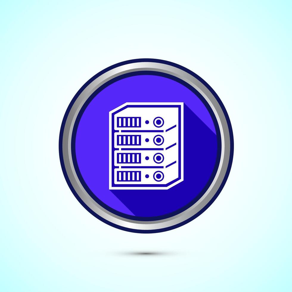 Data center icon design illustration. Computer server icon, Blue shadow button design vector