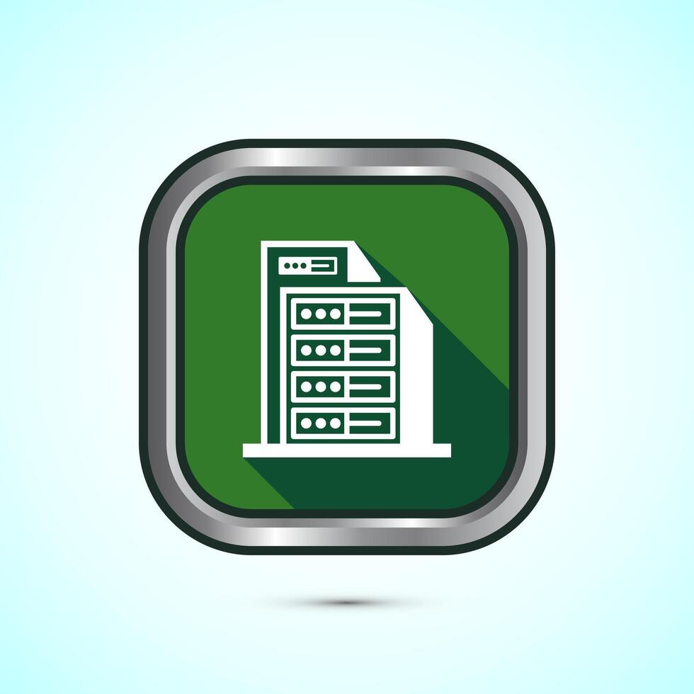 Data center icon design illustration. Computer server icon, Green shadow button design vector