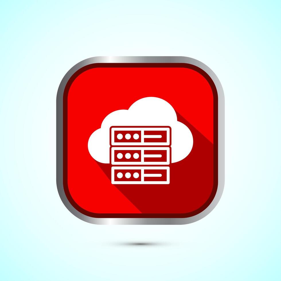 Data center icon design illustration. Computer server icon, Red shadow button design vector