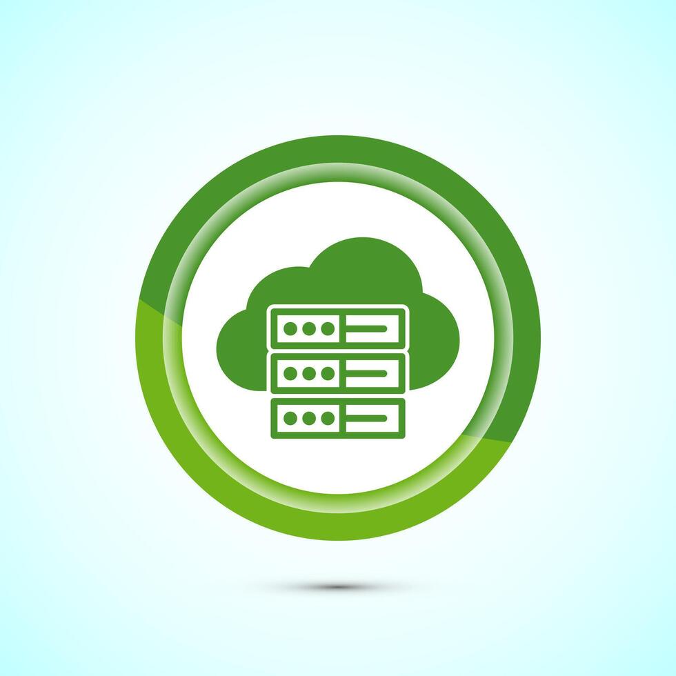 Data center icon design illustration. Computer server icon, Green color button design vector