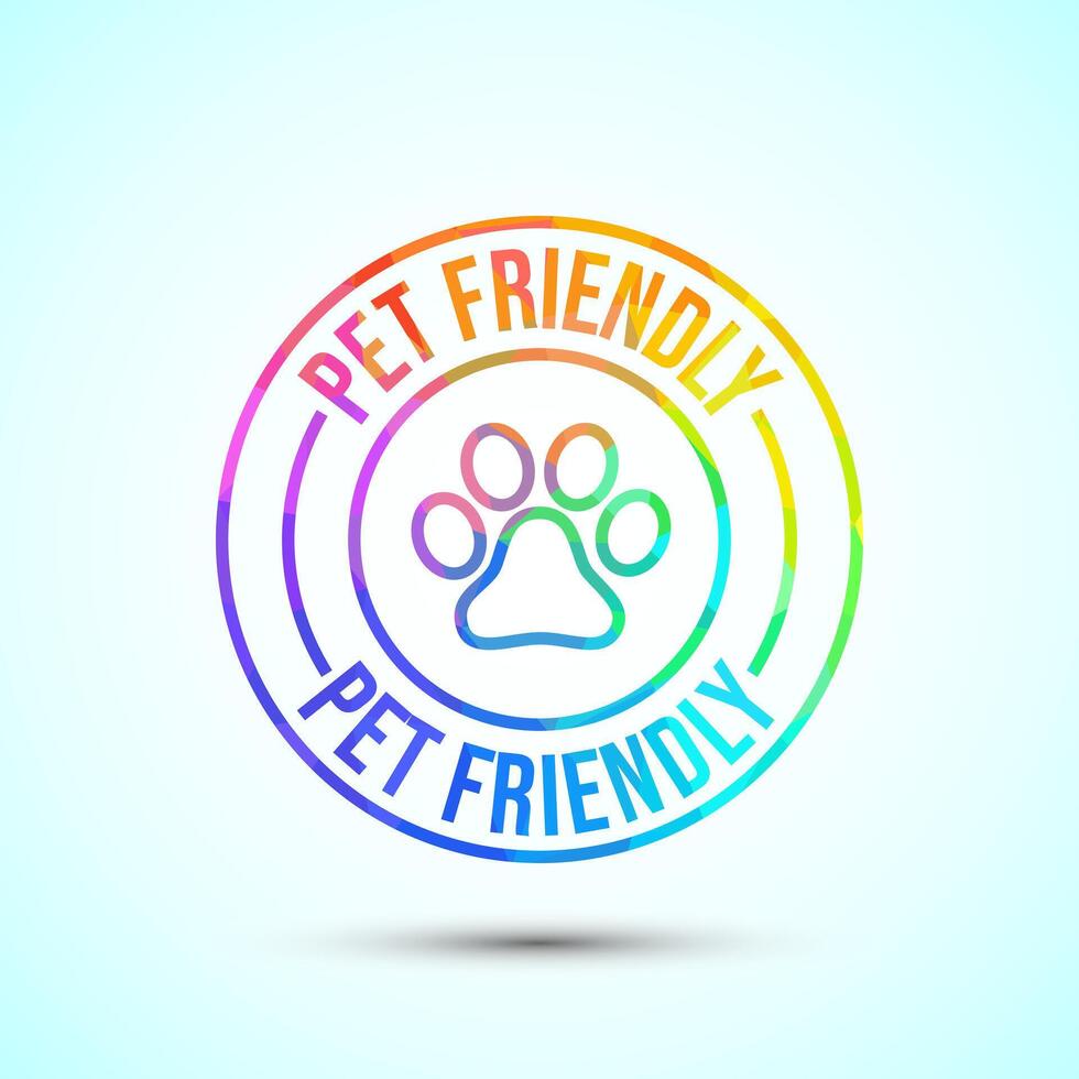 Pet friendly icon illustration, Animal friendly label, badge, sign, symbol low poly style vector